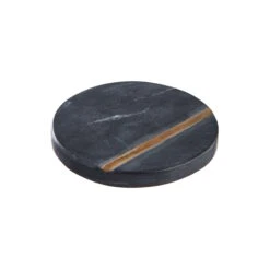 Küche Store 5 4x Untersetzer Mit Goldstreifen Ø10cm MARBLE In Schwarz