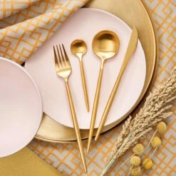Besteck-Set 4-tlg. Matt STILETTO In Gold -Küche Store butlers besteck set 4 tlg matt stiletto in gold 3