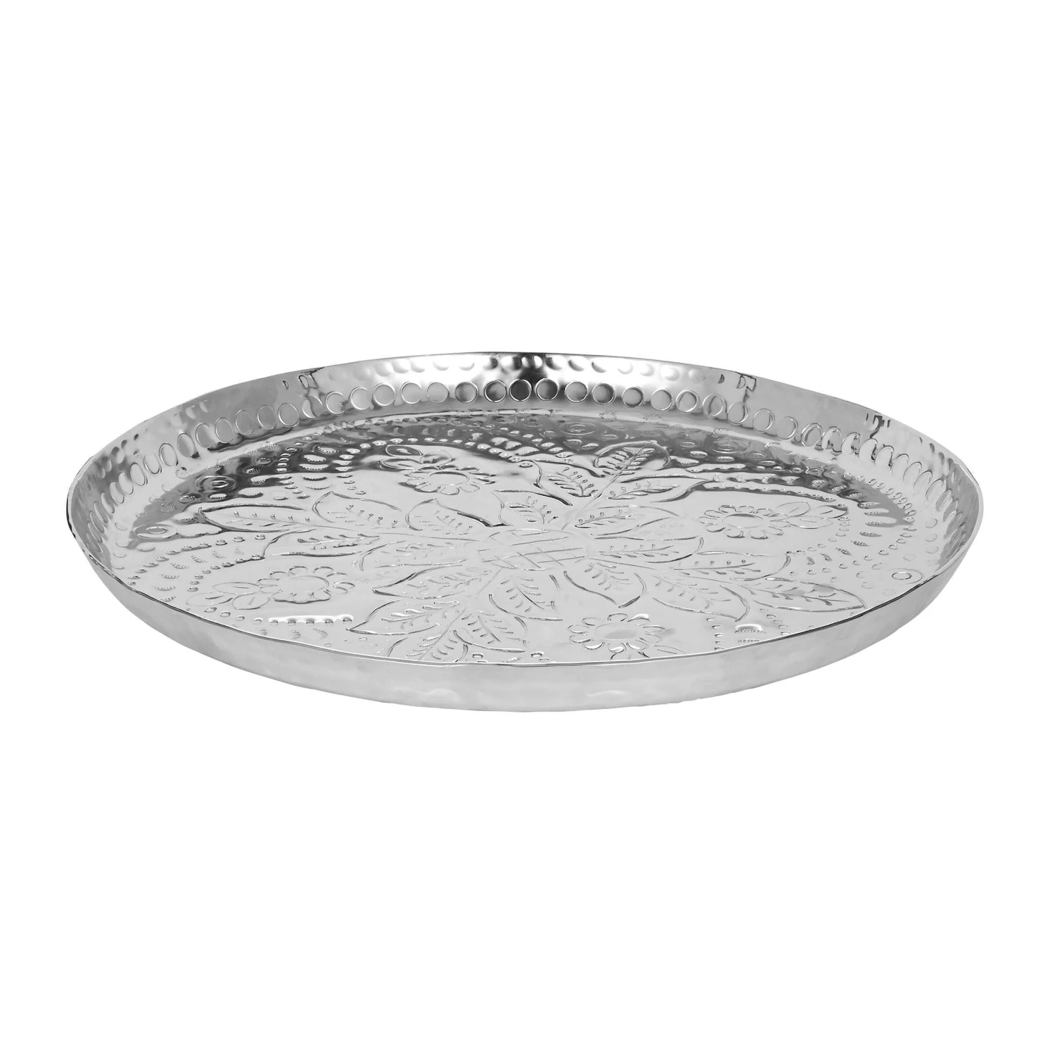 Deko-Teller Floral Ø37cm ORIENTAL LOUNGE In Silber 2 Deko-Teller Floral Ø37cm ORIENTAL LOUNGE In Silber – Bild 2