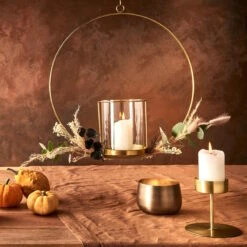 Hängedeko-Ring Mit Glaseinsatz Ø40cm LUNA In Gold -Küche Store butlers hangedeko ring mit glaseinsatz o40cm luna in gold 4