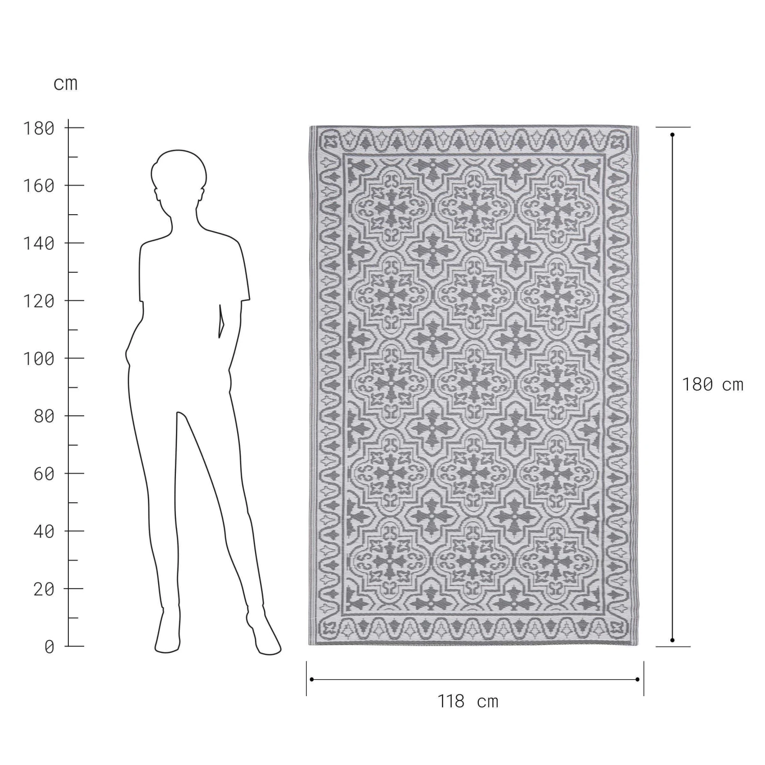 In- & Outdoor-Teppich Kacheln L 180 X B 118cm COLOUR CLASH In Grau-Weiß 3 In- & Outdoor-Teppich Kacheln L 180 X B 118cm COLOUR CLASH In Grau-Weiß – Bild 3