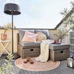 In- & Outdoor-Teppich Ø118cm COLOUR CLASH In Hellrot-Creme -Küche Store butlers in and outdoor teppich o118cm colour clash in hellrot creme 7