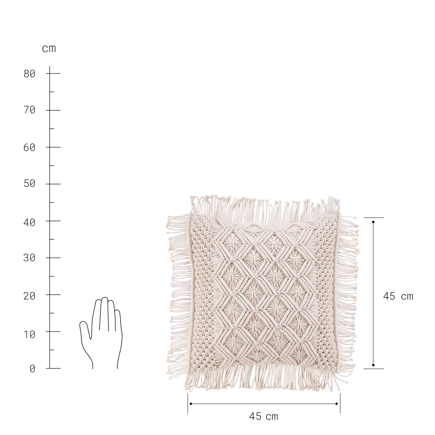 Kissen ZickZack L 45 X B 45cm MACRAMÉ In Creme 4 Kissen ZickZack L 45 X B 45cm MACRAMÉ In Creme – Bild 4