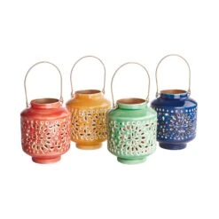 Laterne Höhe 10cm BLUE MAROCCO In Pastellorange -Küche Store butlers laterne hohe 10cm blue marocco in pastellorange 3