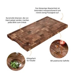 Schneidebrett Mit Saftrille Und Intarsien L 50 X B 27cm ACACIA In Braun -Küche Store butlers schneidebrett mit saftrille und intarsien l 50 x b 27cm acacia in braun 2