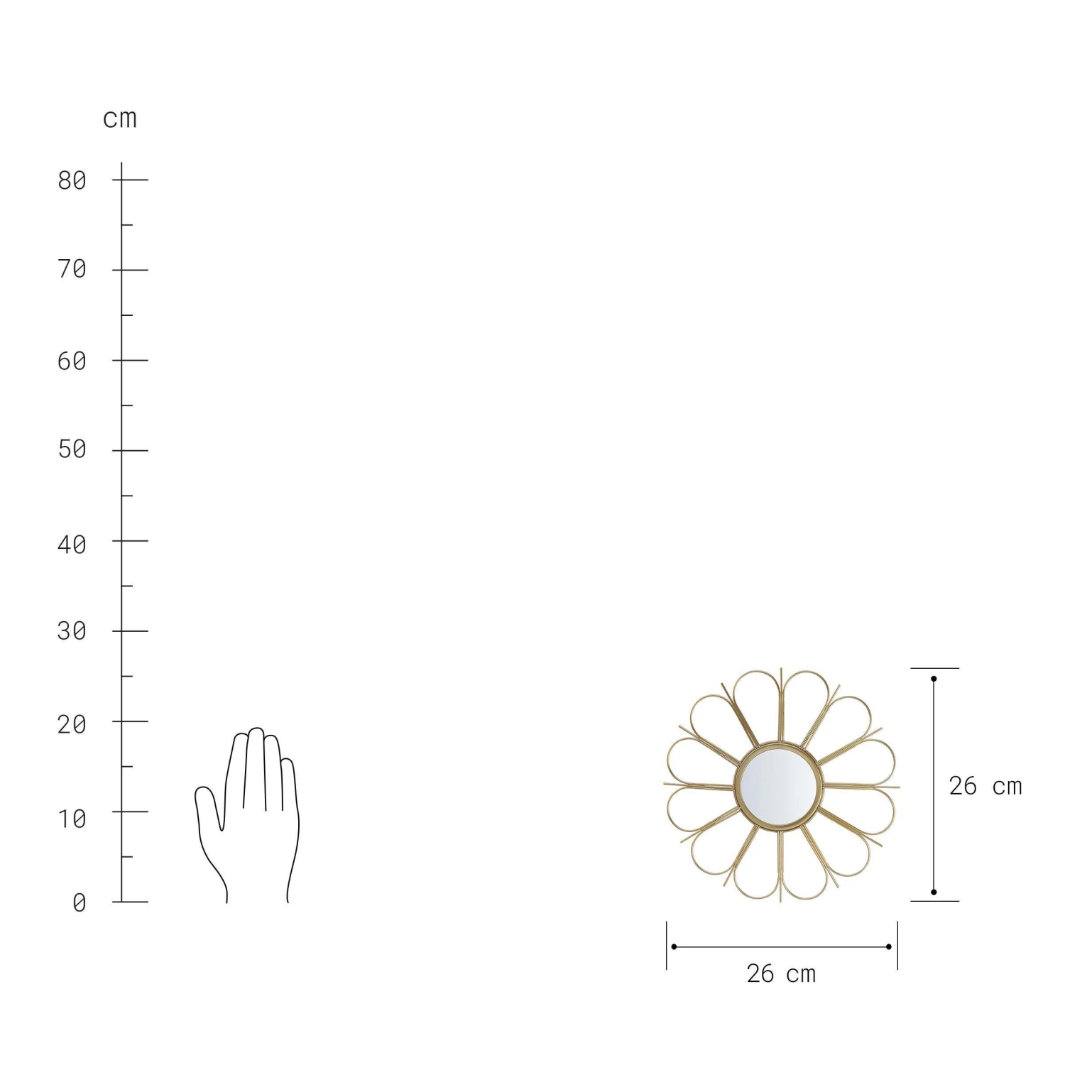 Spiegel Blume Ø26cm FIORE In Gold 2 Spiegel Blume Ø26cm FIORE In Gold – Bild 2